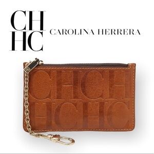 Carolina Herrera Brown Leather Coin Purse